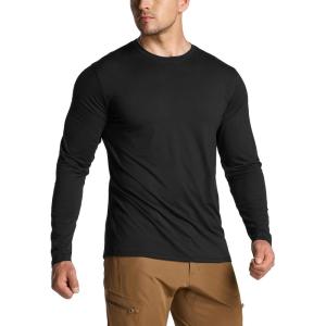 imageCQR Mens UPF50 Sun Protection Shirts Quick Dry Long Sleeve Rash Guard Athletic Running Workout Fishing Cooling ShirtsBasic Black