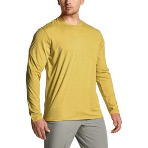 imageCQR Mens UPF50 Sun Protection Shirts Quick Dry Long Sleeve Rash Guard Athletic Running Workout Fishing Cooling ShirtsBasic Desert Yellow