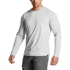 imageCQR Mens UPF50 Sun Protection Shirts Quick Dry Long Sleeve Rash Guard Athletic Running Workout Fishing Cooling ShirtsBasic Light Grey