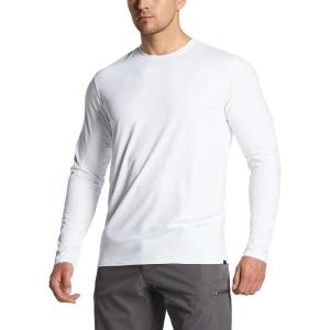 imageCQR Mens UPF50 Sun Protection Shirts Quick Dry Long Sleeve Rash Guard Athletic Running Workout Fishing Cooling ShirtsBasic White
