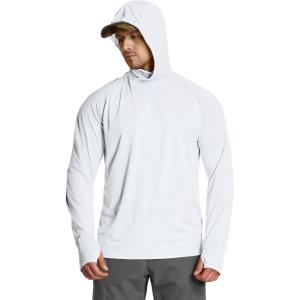 imageCQR Mens UPF50 Sun Protection Shirts Quick Dry Long Sleeve Rash Guard Athletic Running Workout Fishing Cooling ShirtsProtector Hoodie White