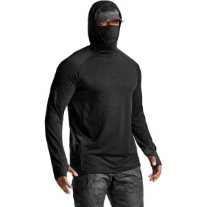 imageCQR Mens UPF50 Sun Protection Shirts Quick Dry Long Sleeve Rash Guard Athletic Running Workout Fishing Cooling ShirtsResponse Hoodie Black
