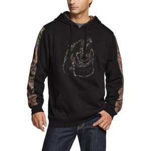 imageCQR Mens Winter Fleece Pullover Hoodies Thermal Long Sleeve Hooded Sweatshirt CottonBlend OutdoorTactical ShirtsFleece Camo Hoodie Black