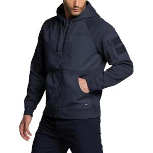 imageCQR Mens Winter Fleece Pullover Hoodies Thermal Long Sleeve Hooded Sweatshirt CottonBlend OutdoorTactical ShirtsFleece Ripstop Pannel Fullzip Navy