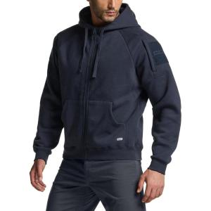 imageCQR Mens Winter Fleece Pullover Hoodies Thermal Long Sleeve Hooded Sweatshirt CottonBlend OutdoorTactical ShirtsFleece Tactical Fullzip Navy