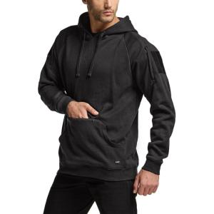 imageCQR Mens Winter Fleece Pullover Hoodies Thermal Long Sleeve Hooded Sweatshirt CottonBlend OutdoorTactical ShirtsFleece Tactical Hoodie Black