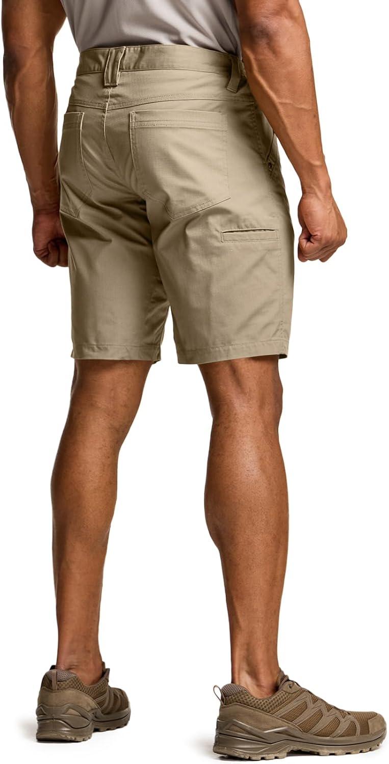imageCQR Mens Flex Casual Cargo Shorts Lightweight Water Resistant Golf Shorts Stretch Tactical Work Shorts with MultiPocketNegotiator Alamo Khaki