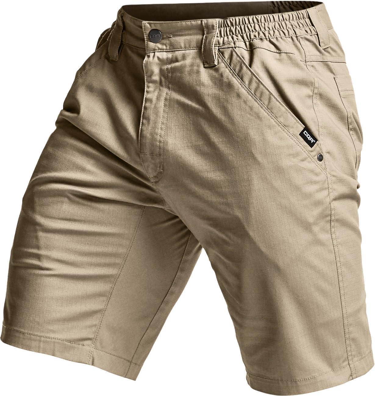 imageCQR Mens Flex Casual Cargo Shorts Lightweight Water Resistant Golf Shorts Stretch Tactical Work Shorts with MultiPocketNegotiator Alamo Khaki