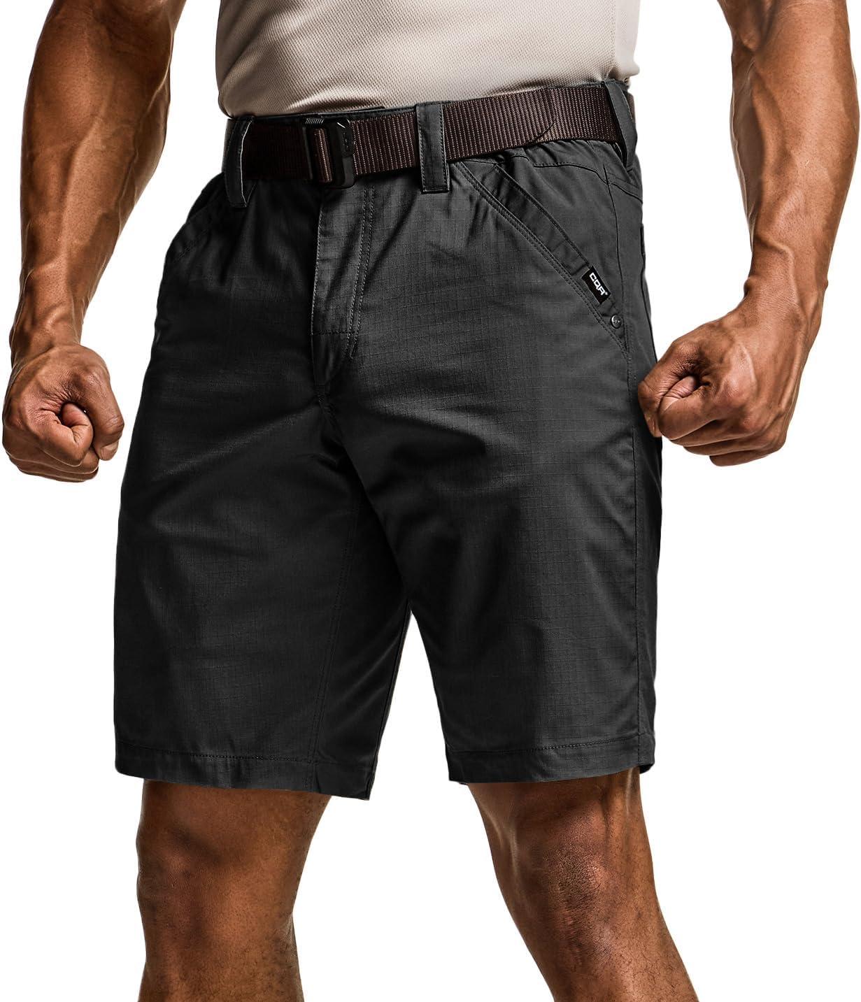 imageCQR Mens Flex Casual Cargo Shorts Lightweight Water Resistant Golf Shorts Stretch Tactical Work Shorts with MultiPocketNegotiator Black