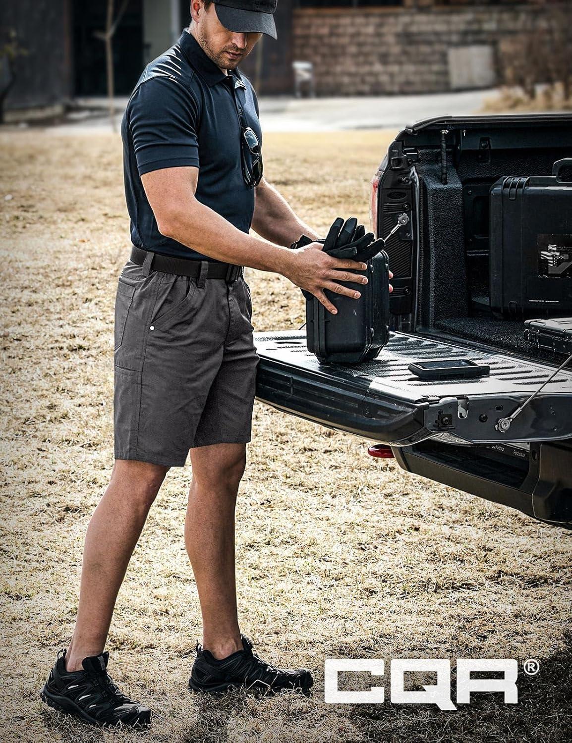 imageCQR Mens Flex Casual Cargo Shorts Lightweight Water Resistant Golf Shorts Stretch Tactical Work Shorts with MultiPocketNegotiator Charcoal