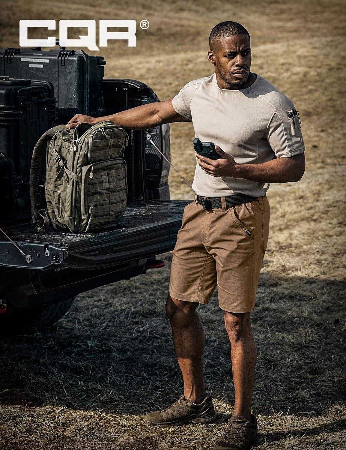 imageCQR Mens Flex Casual Cargo Shorts Lightweight Water Resistant Golf Shorts Stretch Tactical Work Shorts with MultiPocketNegotiator Cougar