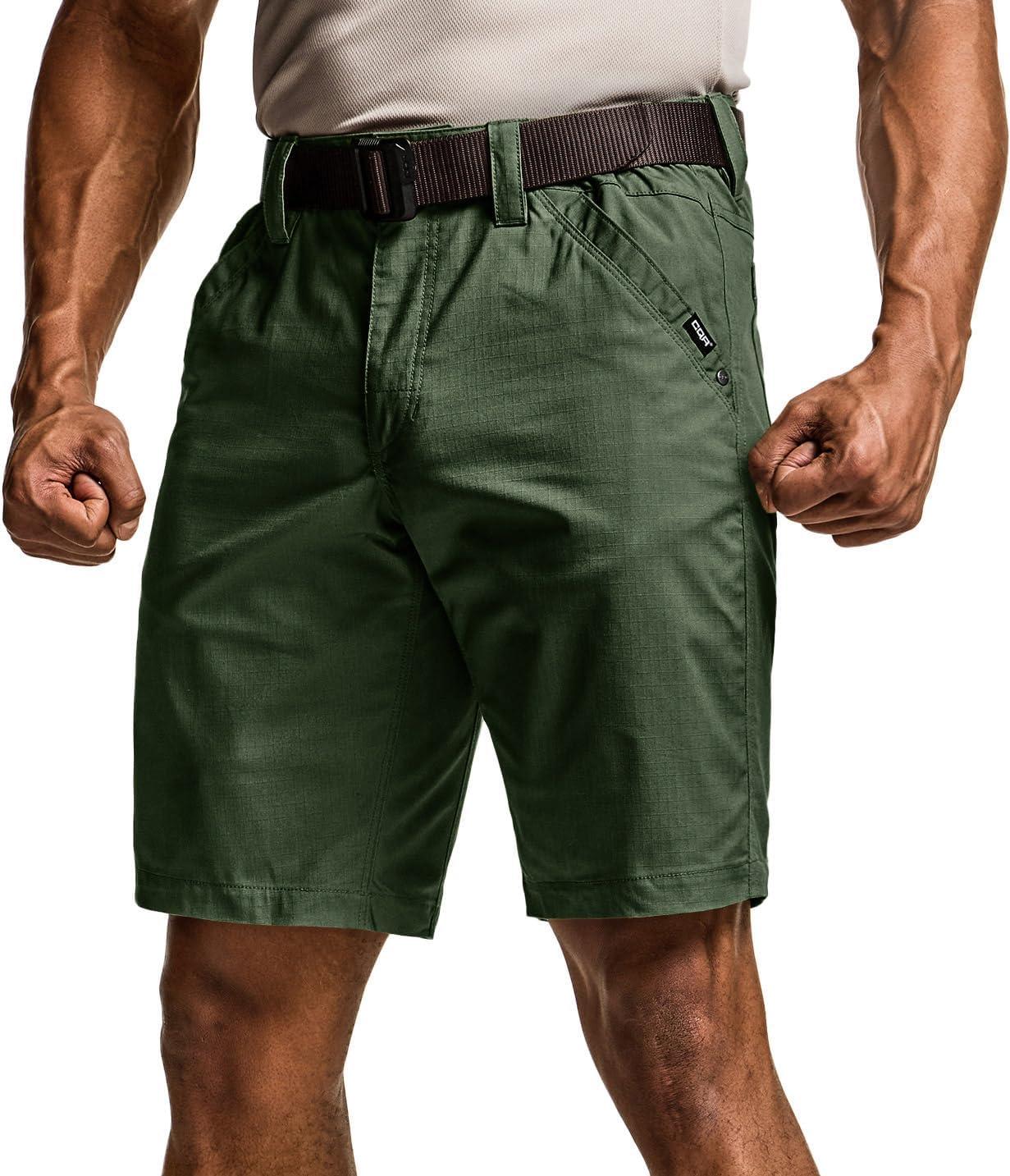 imageCQR Mens Flex Casual Cargo Shorts Lightweight Water Resistant Golf Shorts Stretch Tactical Work Shorts with MultiPocketNegotiator Green Kelp