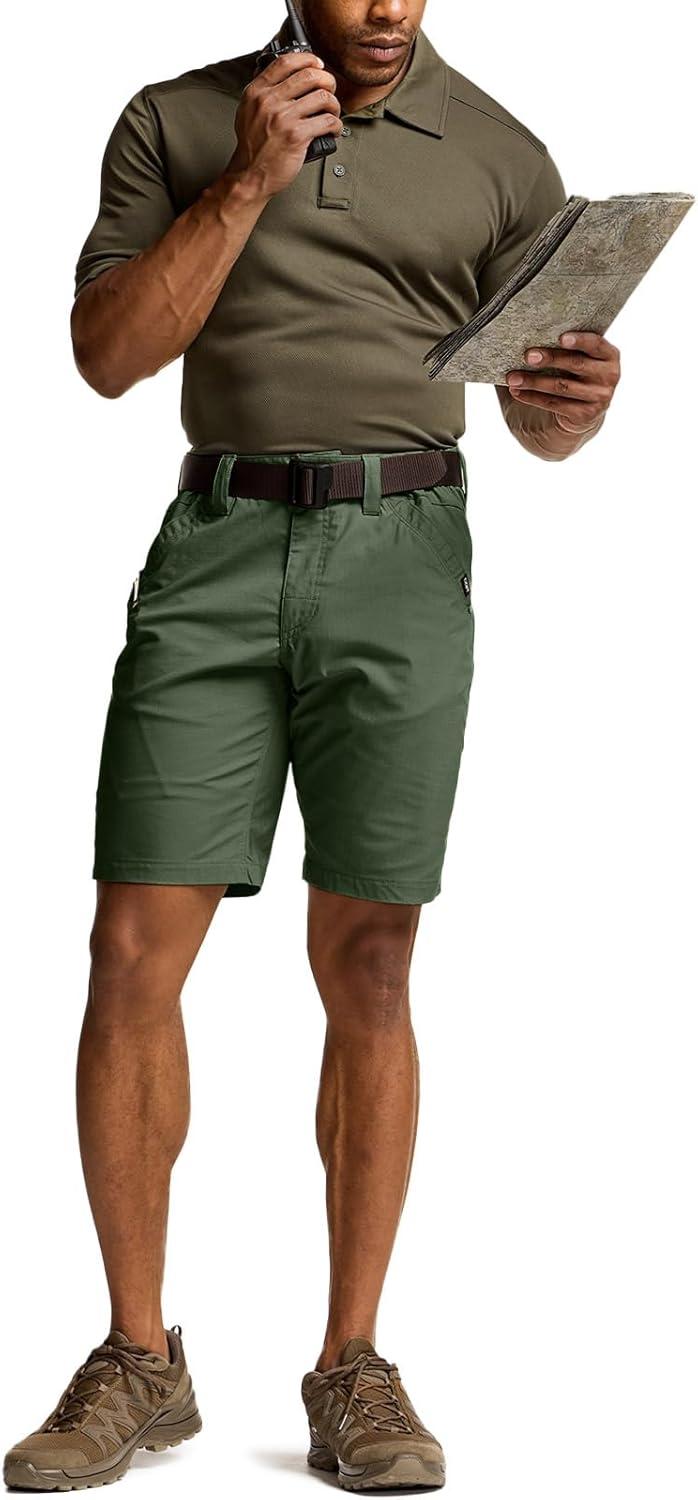 imageCQR Mens Flex Casual Cargo Shorts Lightweight Water Resistant Golf Shorts Stretch Tactical Work Shorts with MultiPocketNegotiator Green Kelp