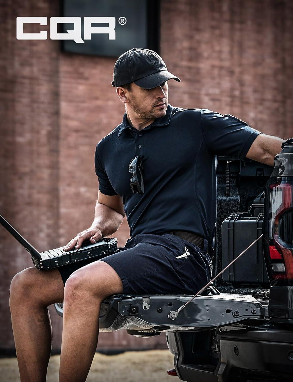 imageCQR Mens Flex Casual Cargo Shorts Lightweight Water Resistant Golf Shorts Stretch Tactical Work Shorts with MultiPocketNegotiator Operator Navy