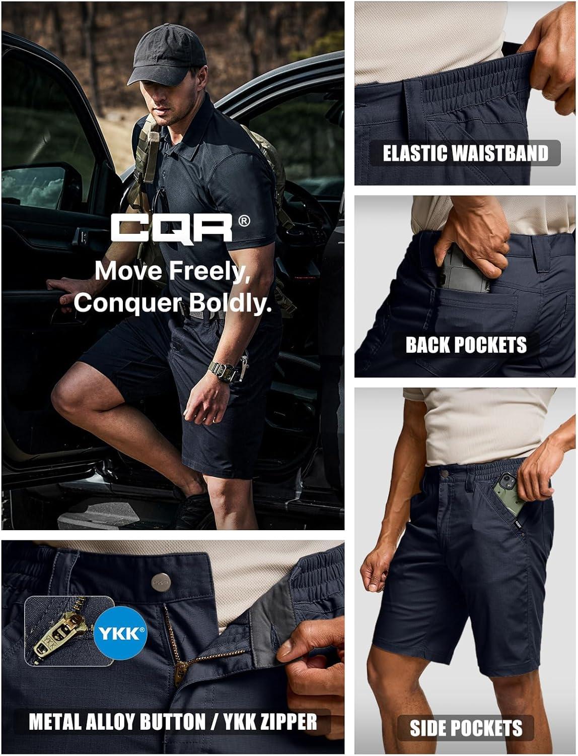 imageCQR Mens Flex Casual Cargo Shorts Lightweight Water Resistant Golf Shorts Stretch Tactical Work Shorts with MultiPocketNegotiator Operator Navy