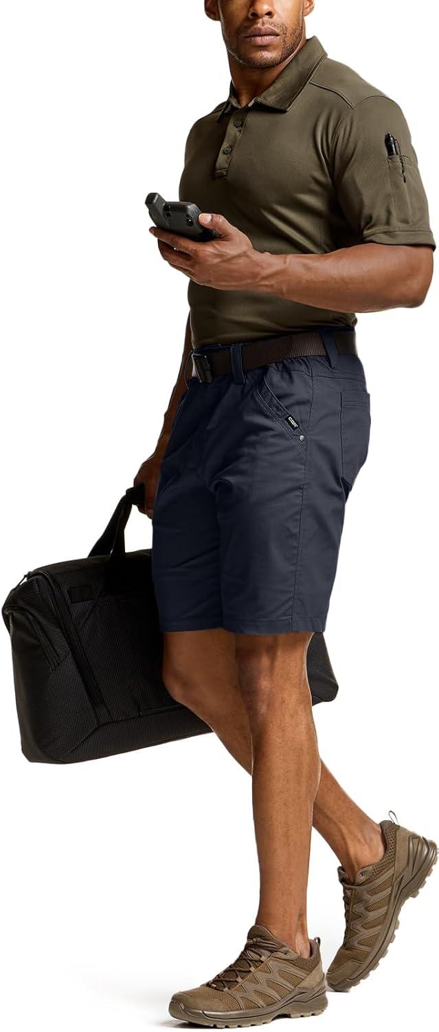 imageCQR Mens Flex Casual Cargo Shorts Lightweight Water Resistant Golf Shorts Stretch Tactical Work Shorts with MultiPocketNegotiator Operator Navy