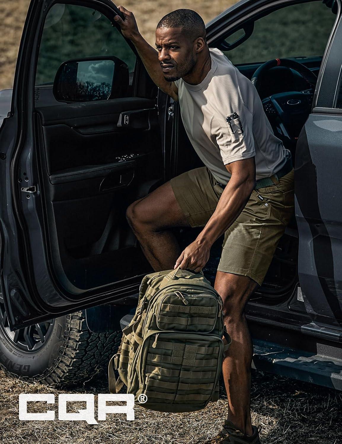 imageCQR Mens Flex Casual Cargo Shorts Lightweight Water Resistant Golf Shorts Stretch Tactical Work Shorts with MultiPocketNegotiator Soil Green