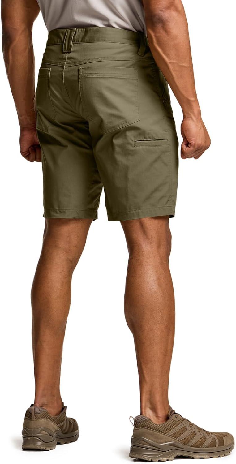 imageCQR Mens Flex Casual Cargo Shorts Lightweight Water Resistant Golf Shorts Stretch Tactical Work Shorts with MultiPocketNegotiator Soil Green