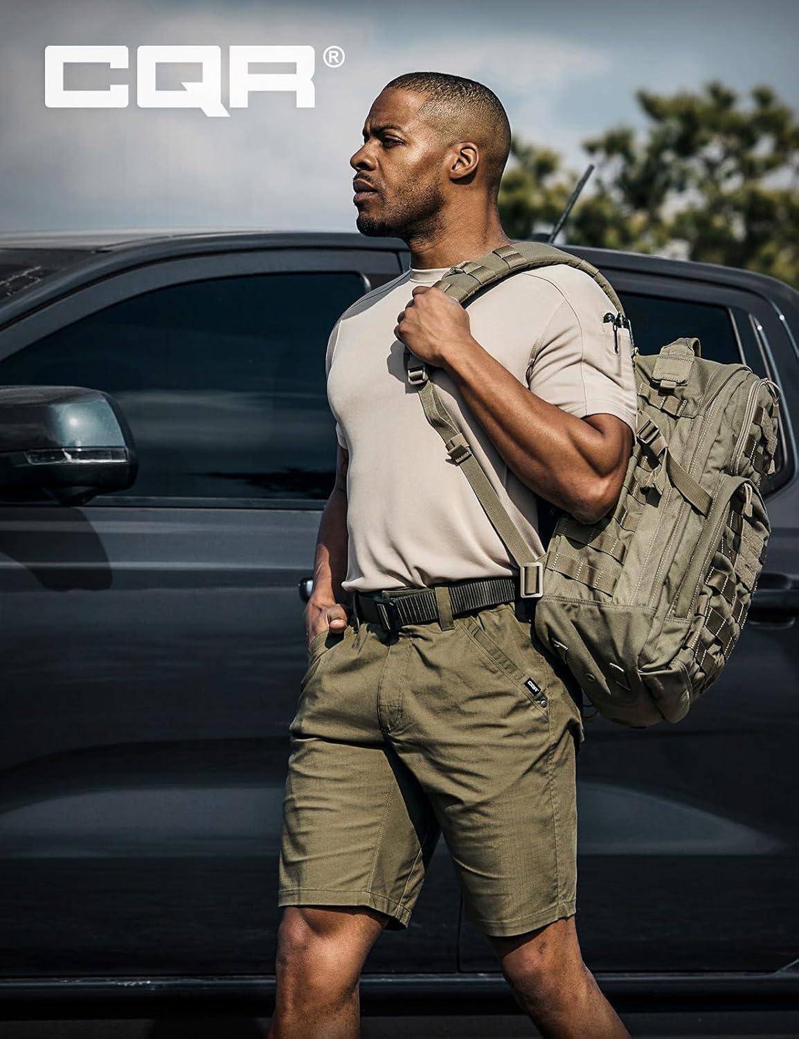 imageCQR Mens Flex Casual Cargo Shorts Lightweight Water Resistant Golf Shorts Stretch Tactical Work Shorts with MultiPocketNegotiator Soil Green