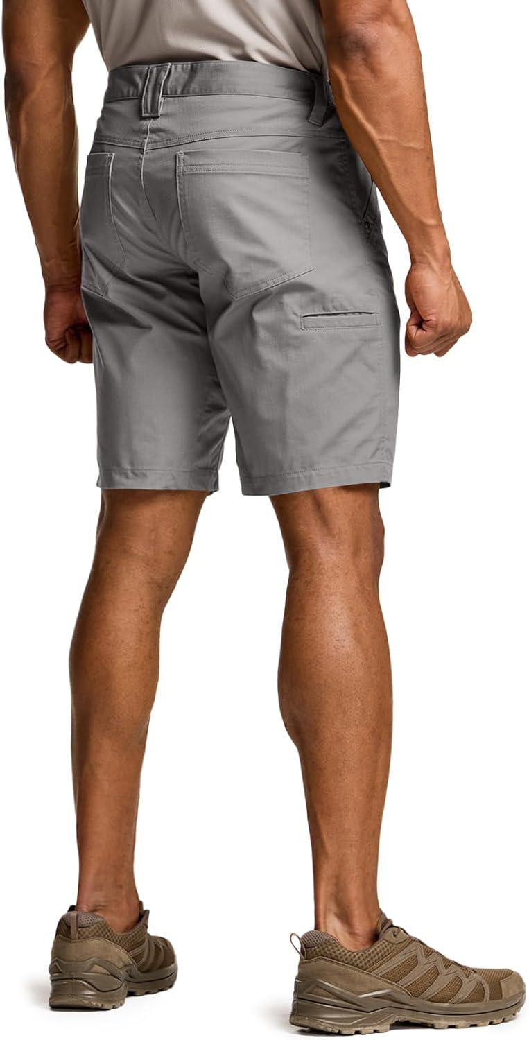 imageCQR Mens Flex Casual Cargo Shorts Lightweight Water Resistant Golf Shorts Stretch Tactical Work Shorts with MultiPocketNegotiator Stone