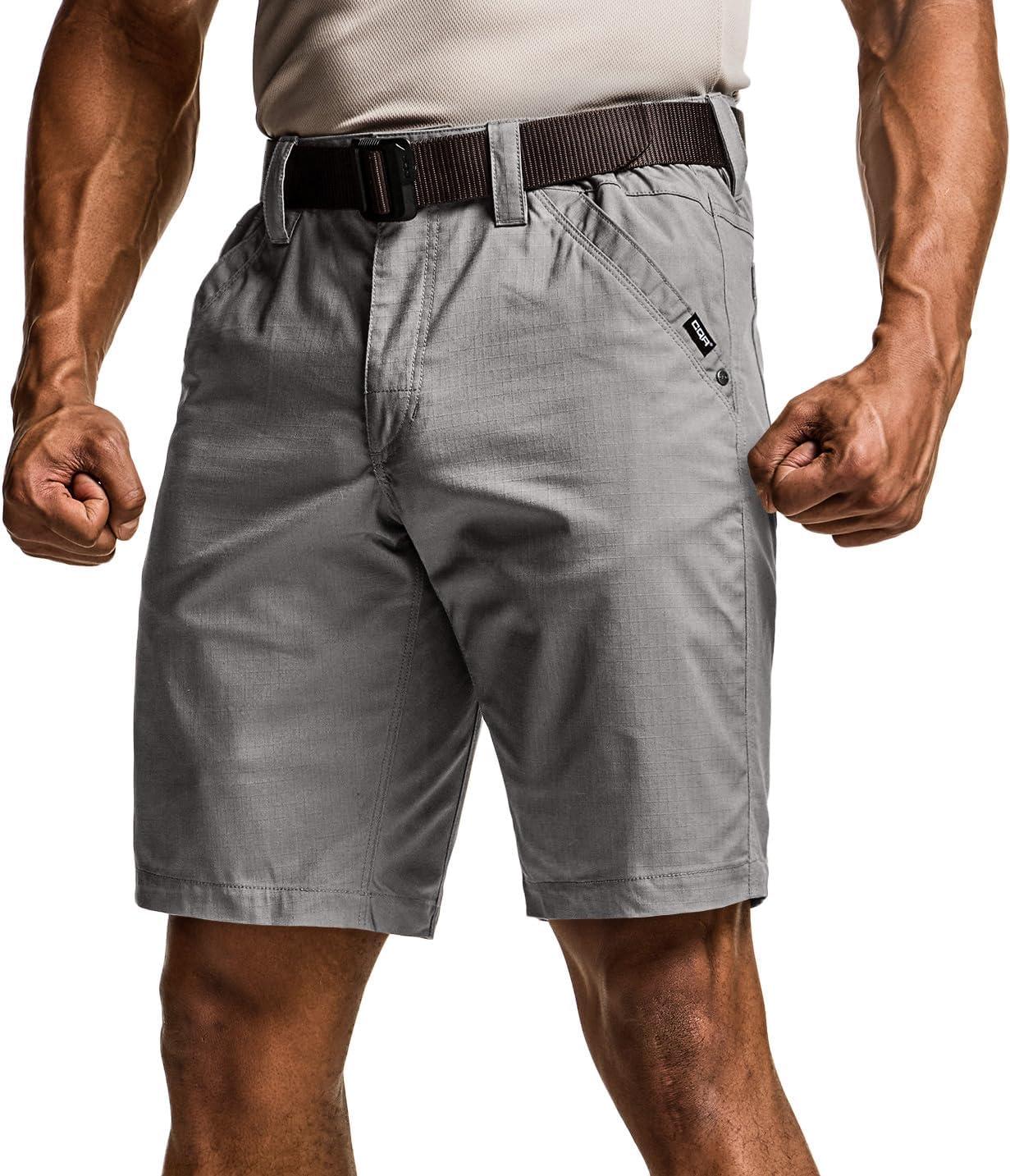 imageCQR Mens Flex Casual Cargo Shorts Lightweight Water Resistant Golf Shorts Stretch Tactical Work Shorts with MultiPocketNegotiator Stone