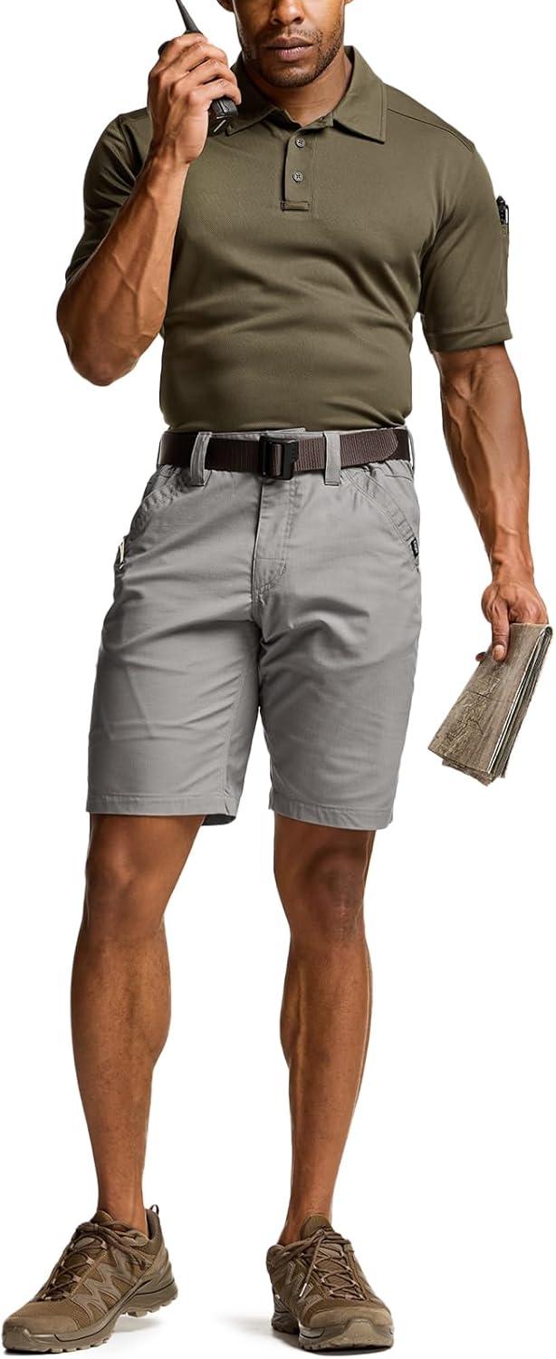 imageCQR Mens Flex Casual Cargo Shorts Lightweight Water Resistant Golf Shorts Stretch Tactical Work Shorts with MultiPocketNegotiator Stone