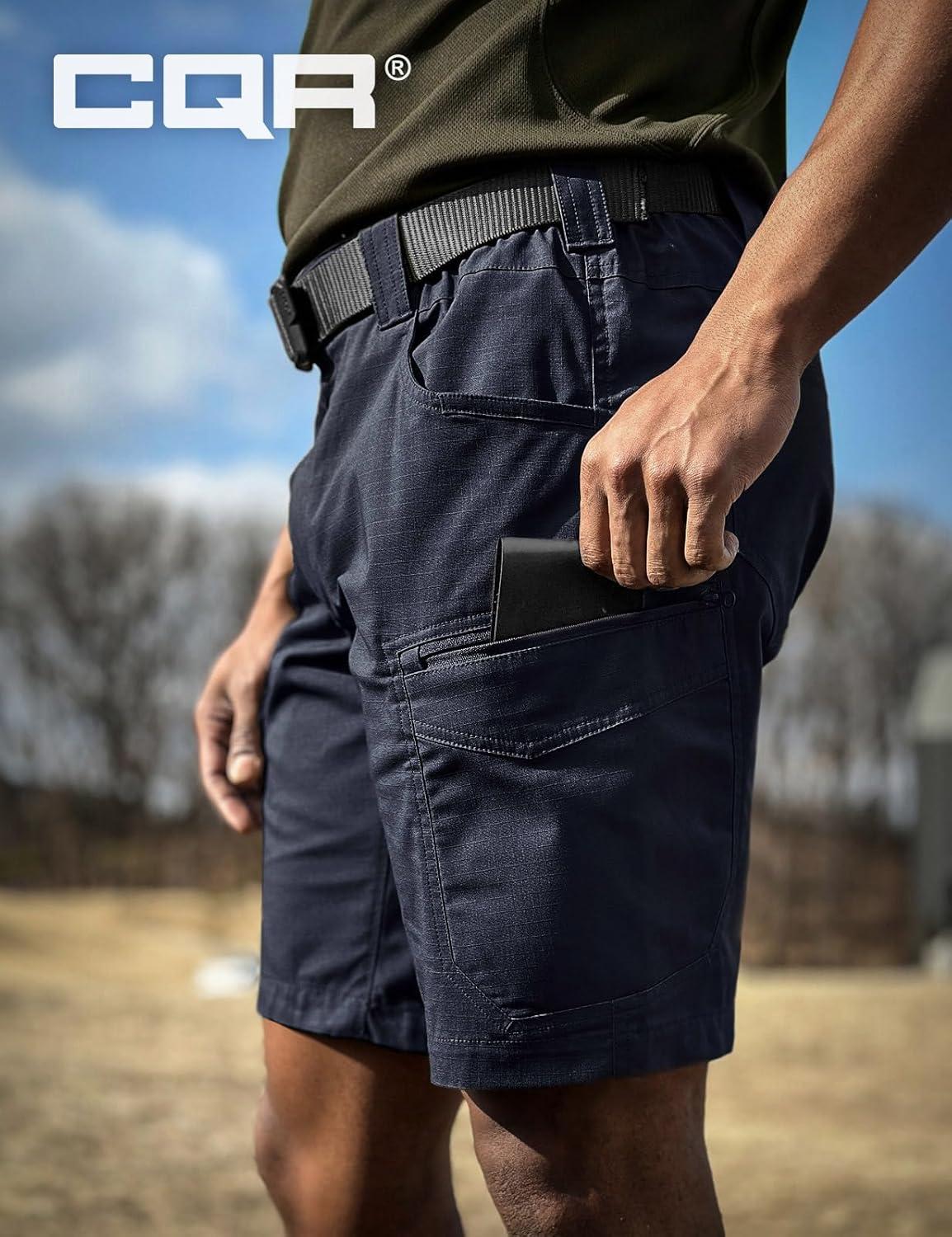 imageCQR Mens Flex Casual Cargo Shorts Lightweight Water Resistant Golf Shorts Stretch Tactical Work Shorts with MultiPocketSentinel Operator Navy