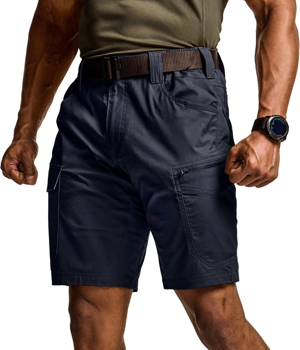 imageCQR Mens Flex Casual Cargo Shorts Lightweight Water Resistant Golf Shorts Stretch Tactical Work Shorts with MultiPocketSentinel Operator Navy