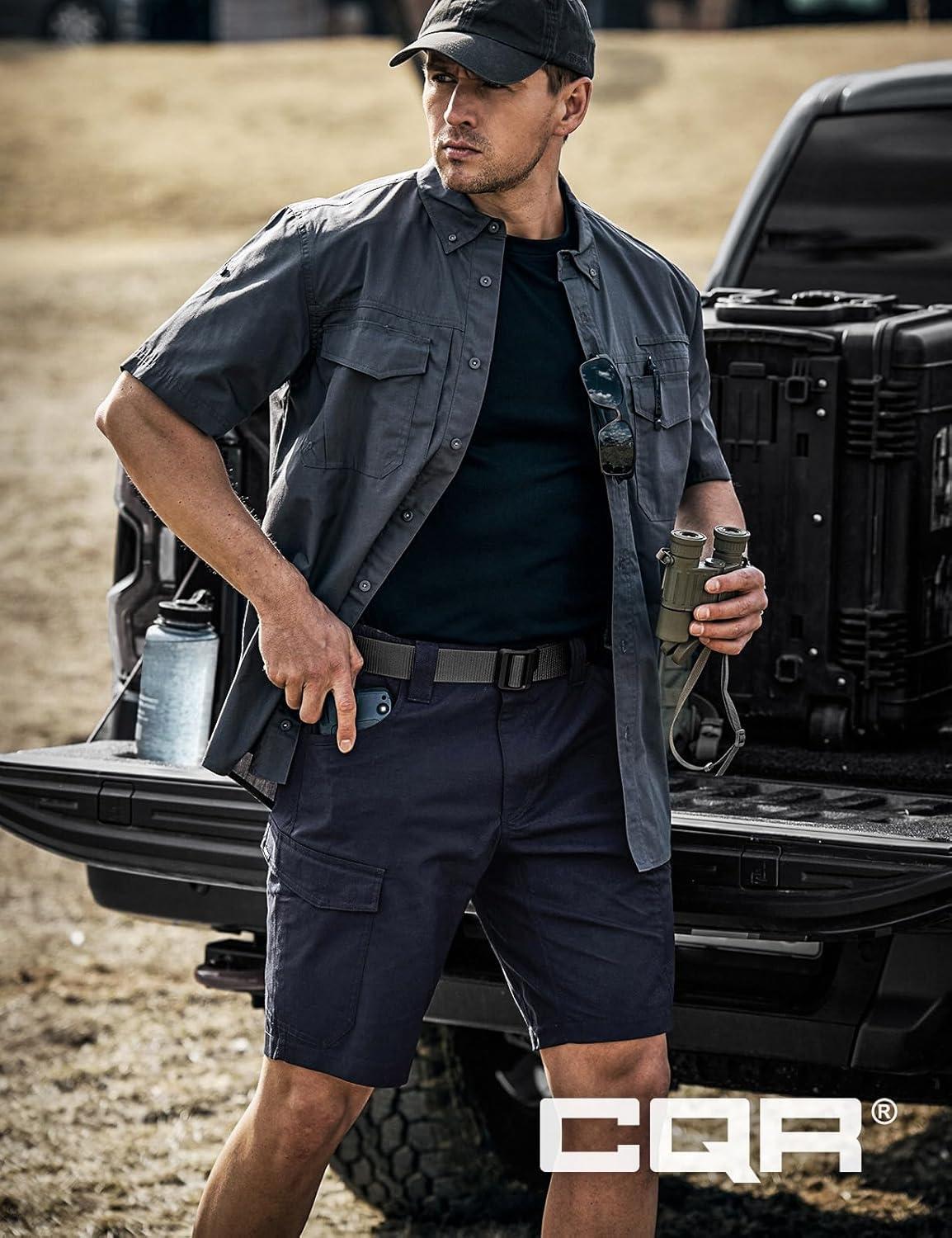 imageCQR Mens Flex Casual Cargo Shorts Lightweight Water Resistant Golf Shorts Stretch Tactical Work Shorts with MultiPocketSentinel Operator Navy