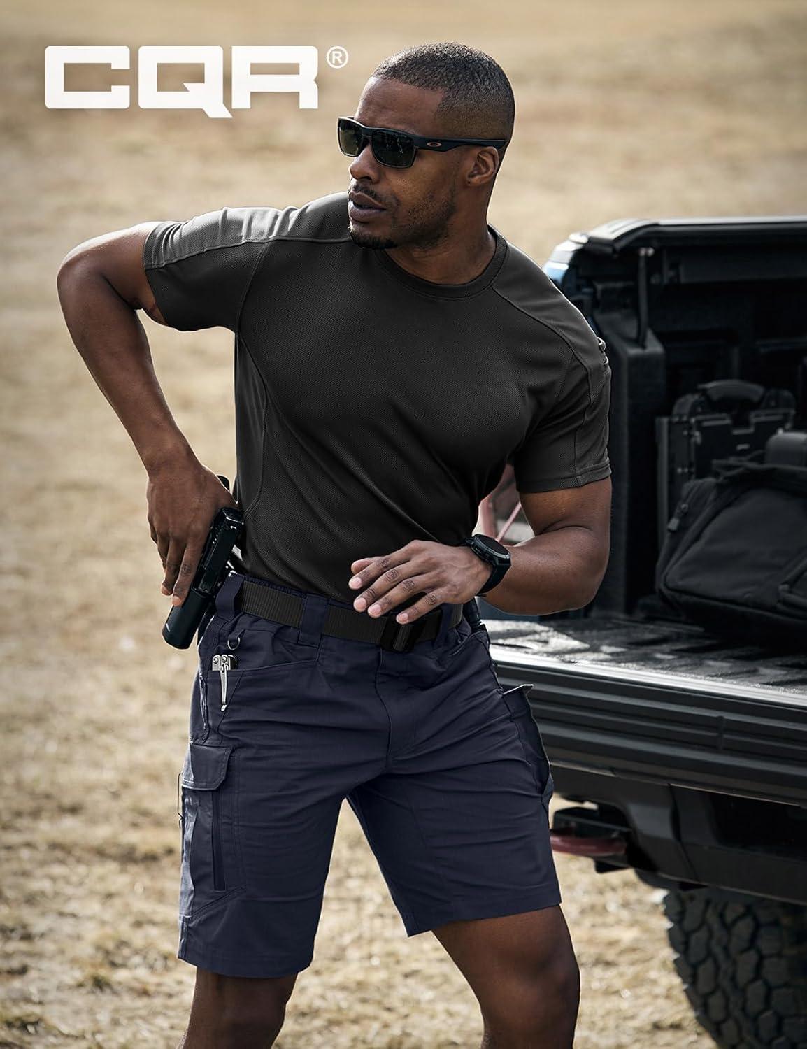 imageCQR Mens Flex Casual Cargo Shorts Lightweight Water Resistant Golf Shorts Stretch Tactical Work Shorts with MultiPocketTac Operator Navy