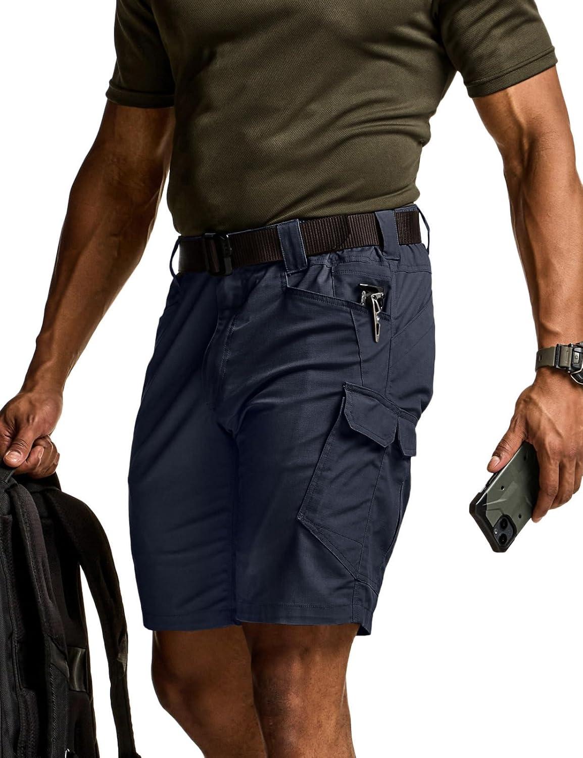 imageCQR Mens Flex Casual Cargo Shorts Lightweight Water Resistant Golf Shorts Stretch Tactical Work Shorts with MultiPocketTac Operator Navy