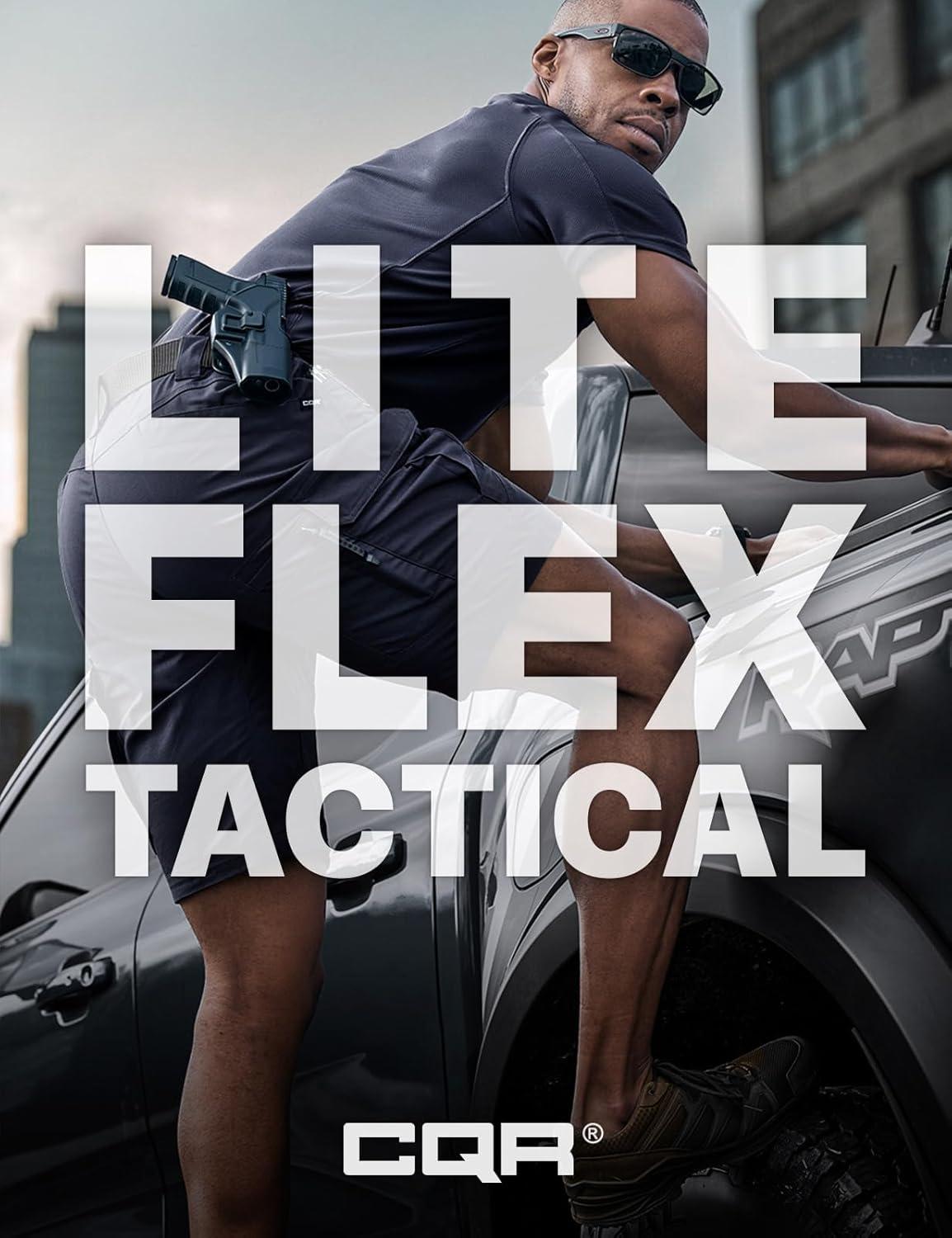 imageCQR Mens Flex Casual Cargo Shorts Lightweight Water Resistant Golf Shorts Stretch Tactical Work Shorts with MultiPocketTac Operator Navy