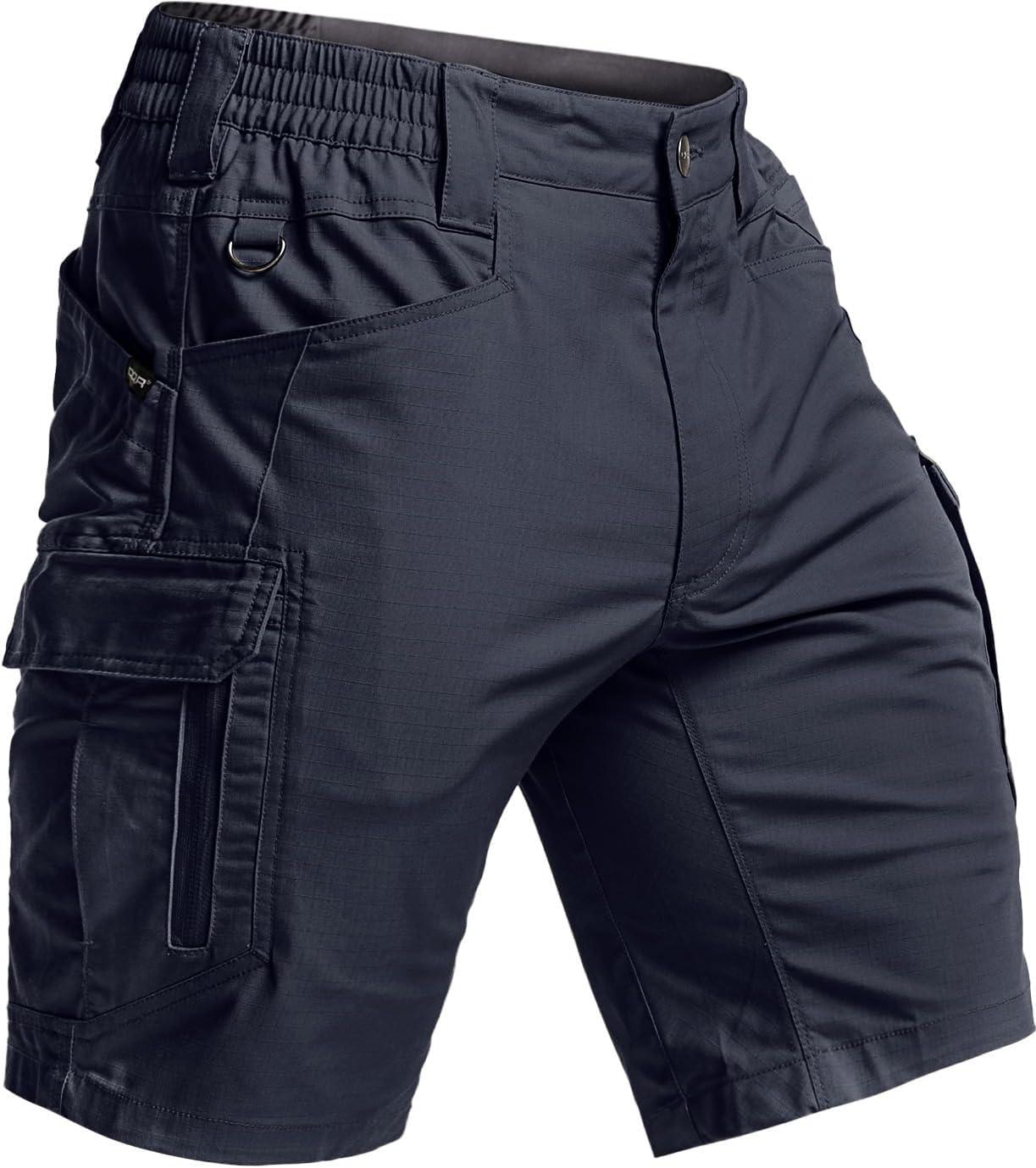 imageCQR Mens Flex Casual Cargo Shorts Lightweight Water Resistant Golf Shorts Stretch Tactical Work Shorts with MultiPocketTac Operator Navy