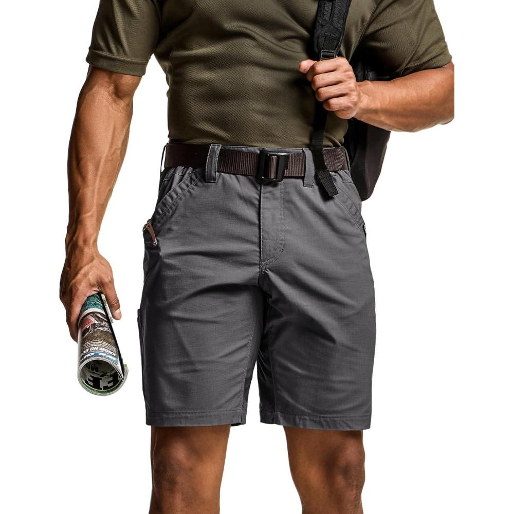imageCQR Mens Flex Casual Cargo Shorts Lightweight Water Resistant Golf Shorts Stretch Tactical Work Shorts with MultiPocketNegotiator Charcoal