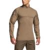 imageCQR Mens Combat Shirt Tactical 14 Zip Long Sleeve Military BDU Shirts Camo EDC Top with PocketsMilitary Shirts Coyote