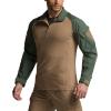 imageCQR Mens Combat Shirt Tactical 14 Zip Long Sleeve Military BDU Shirts Camo EDC Top with PocketsMilitary Shirts Olive Green