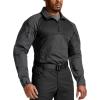 imageCQR Mens Combat Shirt Tactical 14 Zip Long Sleeve Military BDU Shirts Camo EDC Top with PocketsRaider Charcoal