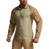 imageCQR Mens Combat Shirt Tactical 14 Zip Long Sleeve Military BDU Shirts Camo EDC Top with PocketsRaider Cougar