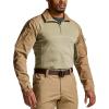 imageCQR Mens Combat Shirt Tactical 14 Zip Long Sleeve Military BDU Shirts Camo EDC Top with PocketsRaider Cougar