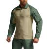 imageCQR Mens Combat Shirt Tactical 14 Zip Long Sleeve Military BDU Shirts Camo EDC Top with PocketsRaider Green Kelp