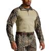 imageCQR Mens Combat Shirt Tactical 14 Zip Long Sleeve Military BDU Shirts Camo EDC Top with PocketsRaider Hunting Camo