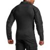 imageCQR Mens Combat Shirt Tactical 14 Zip Long Sleeve Military BDU Shirts Camo EDC Top with PocketsRaider Pro Black