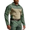 imageCQR Mens Combat Shirt Tactical 14 Zip Long Sleeve Military BDU Shirts Camo EDC Top with PocketsRaider Pro Green Kelp
