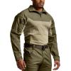 imageCQR Mens Combat Shirt Tactical 14 Zip Long Sleeve Military BDU Shirts Camo EDC Top with PocketsRaider Pro Soil Green