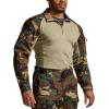 imageCQR Mens Combat Shirt Tactical 14 Zip Long Sleeve Military BDU Shirts Camo EDC Top with PocketsRaider Woodland