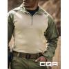 imageCQR Mens Combat Shirt Tactical 14 Zip Long Sleeve Military BDU Shirts Camo EDC Top with PocketsTac Chill Soil Green