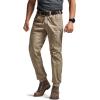 imageCQR Mens Flex Lightweight Joggers Elastic Waist Drawstring Casual Pants Tapered Fit Water Resistant Outdoor Cargo PantsAsset Alamo Khaki