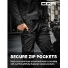 imageCQR Mens Flex Lightweight Joggers Elastic Waist Drawstring Casual Pants Tapered Fit Water Resistant Outdoor Cargo PantsAsset Black