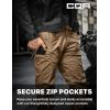 imageCQR Mens Flex Lightweight Joggers Elastic Waist Drawstring Casual Pants Tapered Fit Water Resistant Outdoor Cargo PantsAsset Cougar