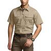 imageCQR Mens Short Sleeve Tactical Shirts UPF 50 Ripstop Military Work Shirts Breathable Button Down Outdoor Hiking ShirtJourneyman Khaki